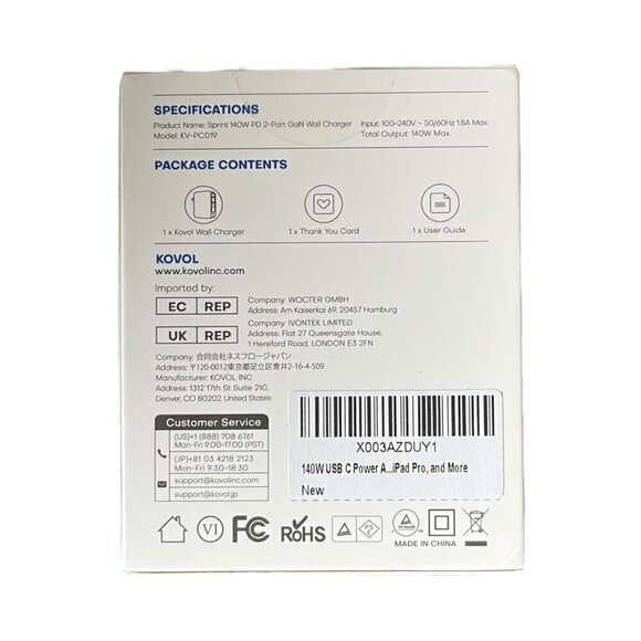 Koval Sprint 140W PD  2‎ Port Wall Charger Charging Mate Pro New in Box - Picture 2 of 2